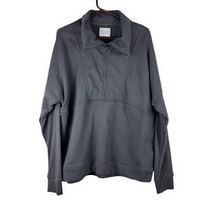 Allfenix Women's XL‎ Sweater Dark Gray Charcoal Pullover Quarter Zip Sweatshirt